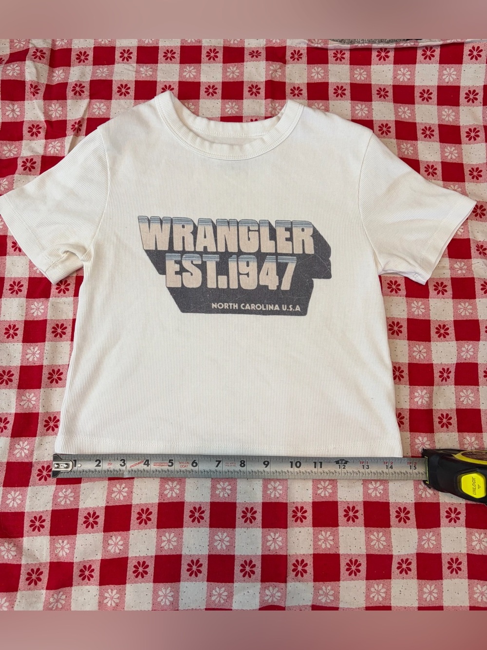 Wrangler White Short Sleeve Graphic Tee with Navy Print